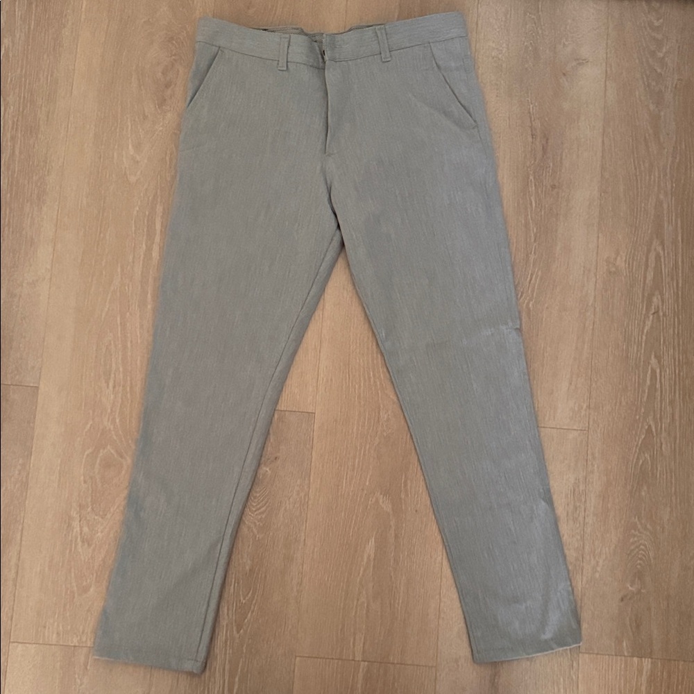Tailored Gray Cotton-Blend Chinos for Men Size 34